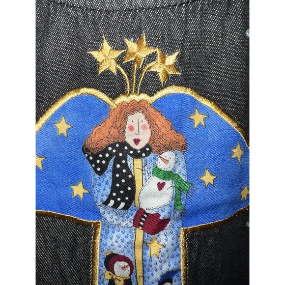 Vintage Quacker Factory Dress Womens 2X Maxi Denim Snowman Teacher Angel QVC - Picture 3 of 10